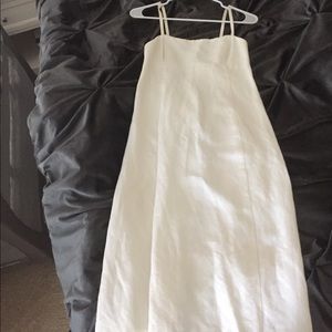 Fitted white linen dress
